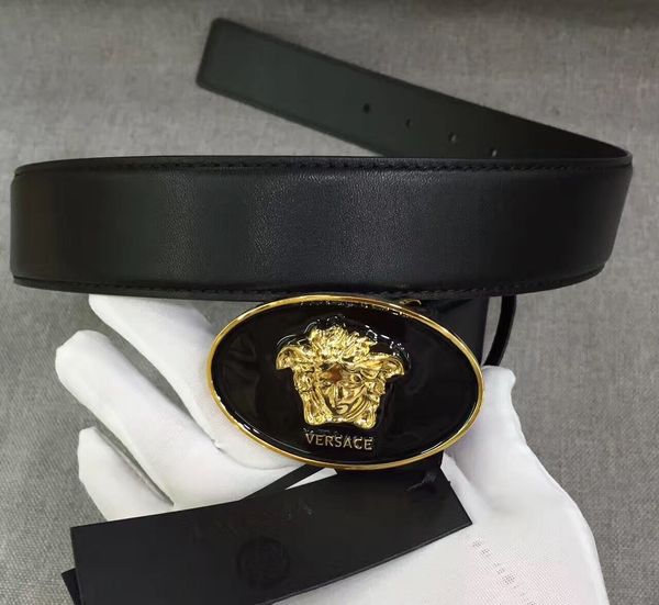 

all black classic buckle genuine leather black belt with box belts mens belts free shipping