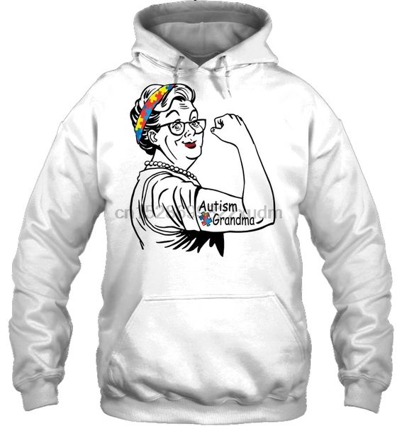 

men hoodie autism grandma strong woman version women streetwear, Black