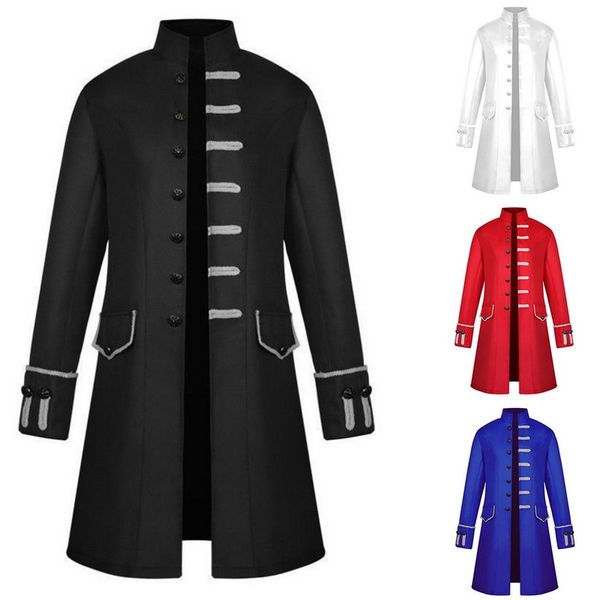 

monerffi 2018 steampunk jacket stand steampunk jacket long sleeve gothic brocade frock coat male autumn vintage coats, Black;brown