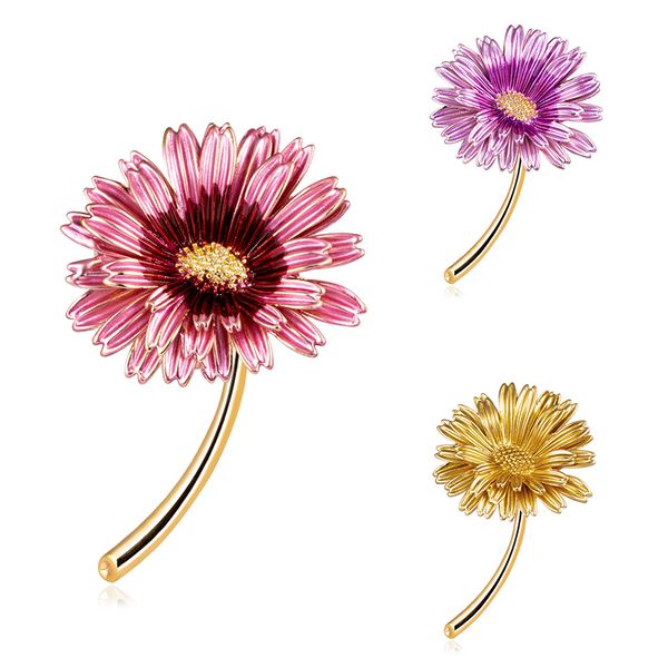 

enamel daisy pins summer fashion brooch women and men brooches sunflower accessories, Gray