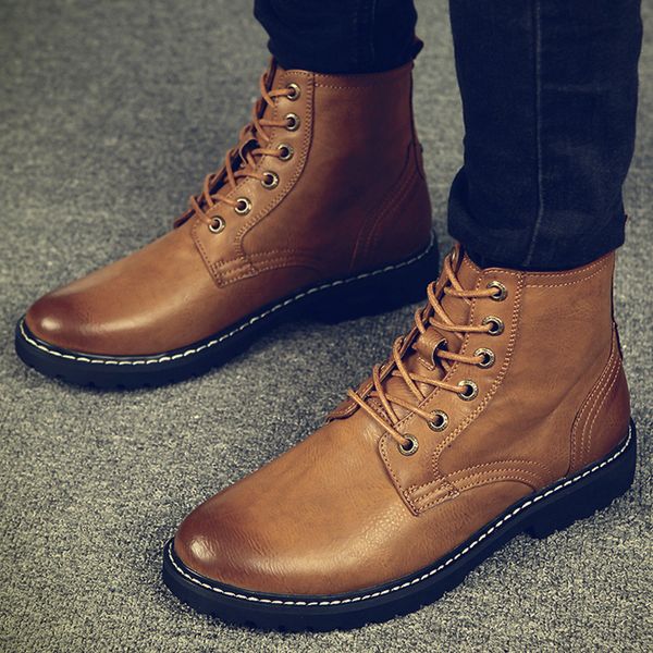 

warm men winter boots for man warm waterproof rain boots shoes 2018 new men's ankle snow boot boots fashion men winter shoes, Black
