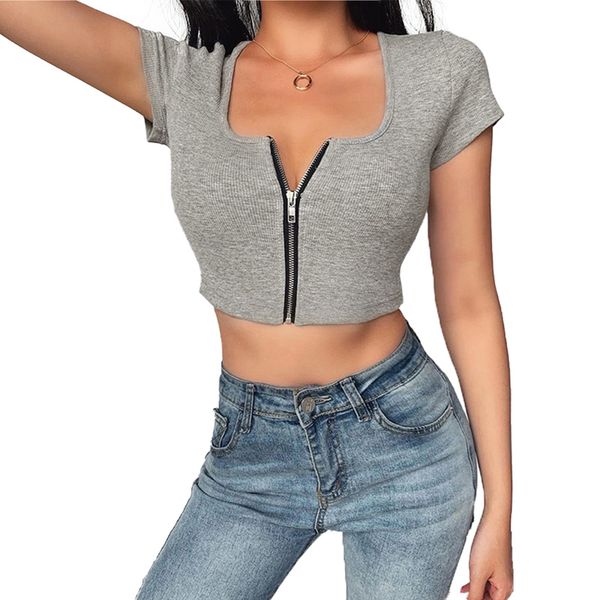 

women's tank knitting vest slimming short sleeve round collar front zipper sport shirts for women fitness gym running shirt, White;red