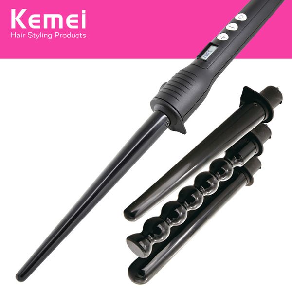

kemei 4 in 1 multi-function hair curlers rollers curling iron machine waver styling tools lcd ceramic hair styler km - 4083