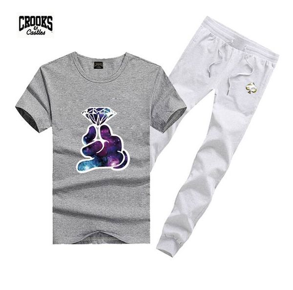 

t1075 size s-5xl new arrival suit mens t shirts +pants men's tracksuits colorful letter style, Gray