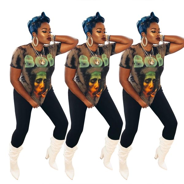 

Women Summer BOB Letter Print Tshirt Loose Relaxed Designer Clothing Crew Neck Short Sleeve Casual Apparel