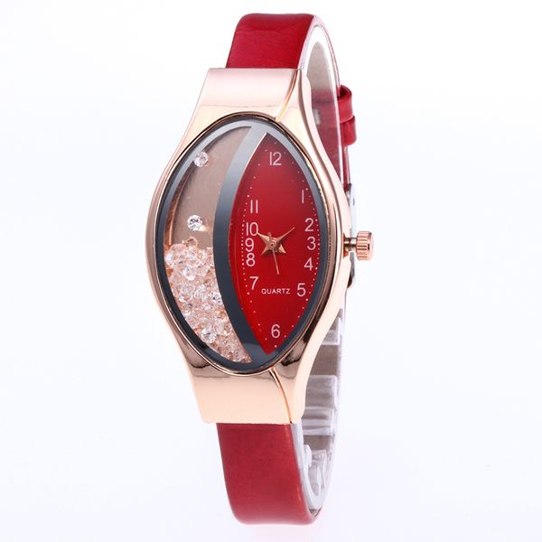 

women bracelet watch gold fashion luxury stainless steel wrist watch rhinestone ellipse creative ladies dress quartz, Slivery;brown