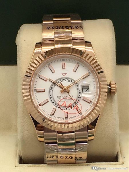 

18k rose gold mens watches geneva watch steel sky-dweller luxury automatic day date women's fashion mens reloj wristwa, Slivery;brown