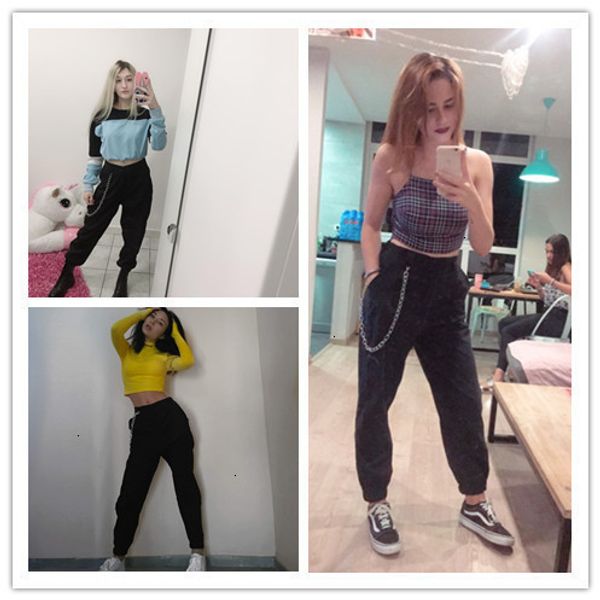 

designer sweatpants womens pants 2019 female summer high waist harem pants women fashion slim solid color long pants pant streetwear with, Black;white