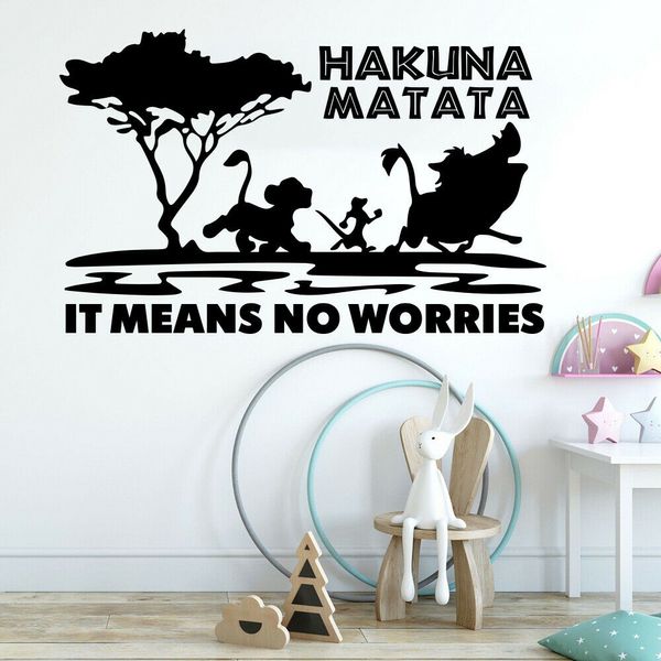 Lion King Hakuna Mattata Pumba Timone Wall Stickers For Kids Bedroom Deocr Vinyl Decal Removable Cartoon Pattern Wallpaper Large Wall Decals For Kids