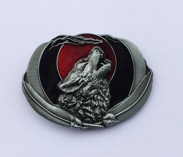 

imt8h wolf head moon-looking zinc alloy western classic wolf head moon-looking zinc alloy buckle belt western style belt buckle classic styl, Slivery;black