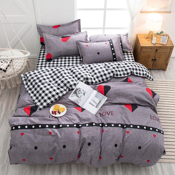 

bedding sets black and white bed linen set king size grey heart printed ropa de cama y edredones  cover