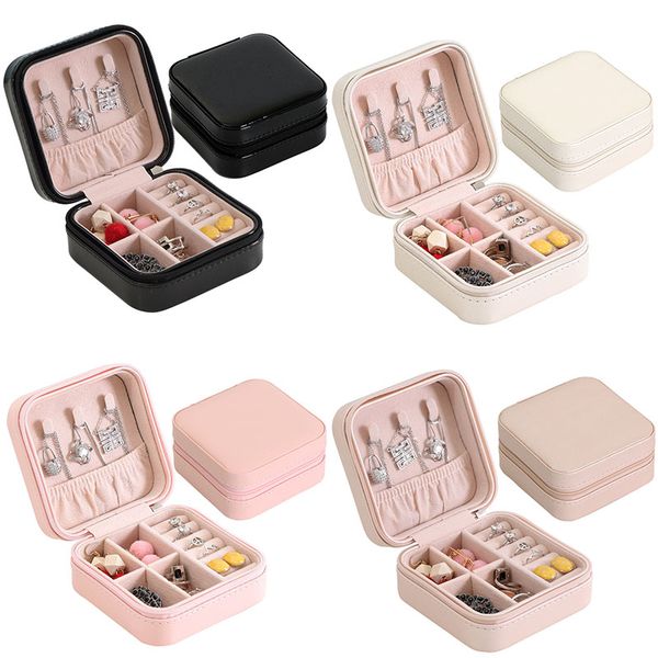 

pu single layer storage jewelry box earrings rings necklaces storage boxes creative portable travel multi function cases wx9-1871