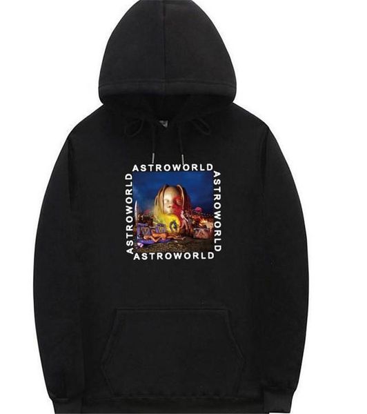 

astroworld mens rapper album hoodies designer clothes autumn spring hooded sweatshirts travis scotts sports pullovers, Black