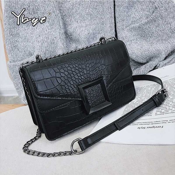 

ybyt fashion stone pattern pu leather crossbody bags for women chain flap winter handbags purse female shoulder messenger bag