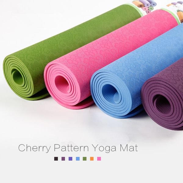 

aimida tpe yoga 10mm mat cherry pattern 183*61*10mm non-slip thick yoga mats tapis gymnastics mat pilates pad sports pad