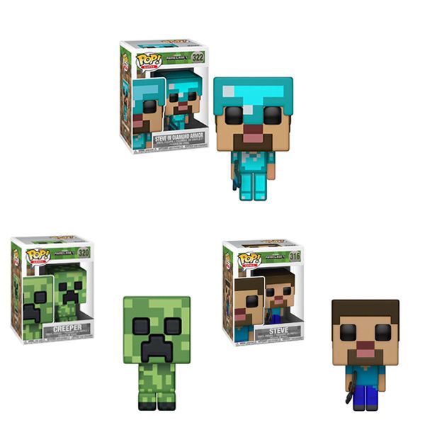 

funko pop minecraft-creeper steve in diamond armor action figure anime model pvc collection toys for children gifts