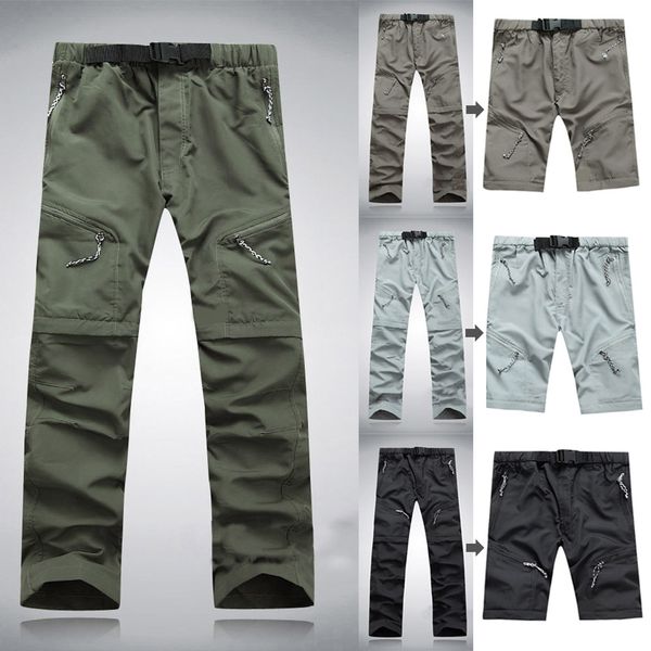 

men cargo pants summer quick dry trouser outdoor thin multi-pocket detachable waterproof pant trousers joggers mens clothes, Black