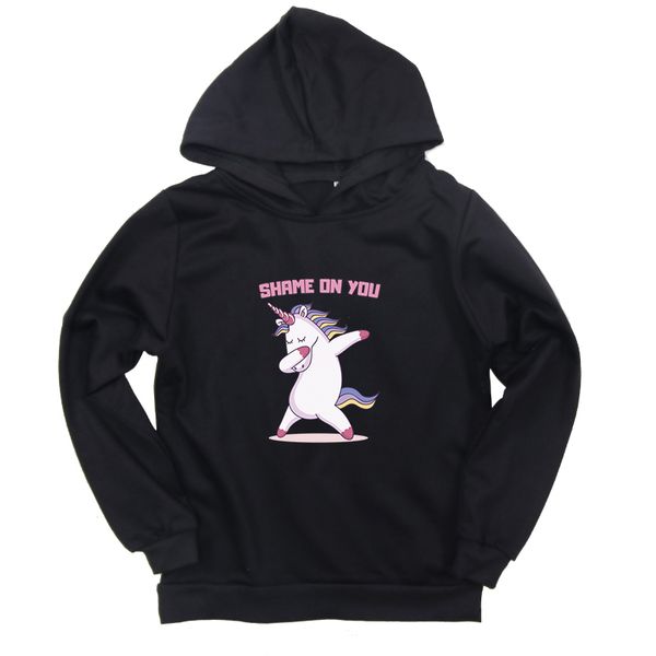 

2019 baby girl sweatshirt new unicorn toddler winter hoodies kids full sleeve pullover boys girls gift clothing moletom infantil, Black