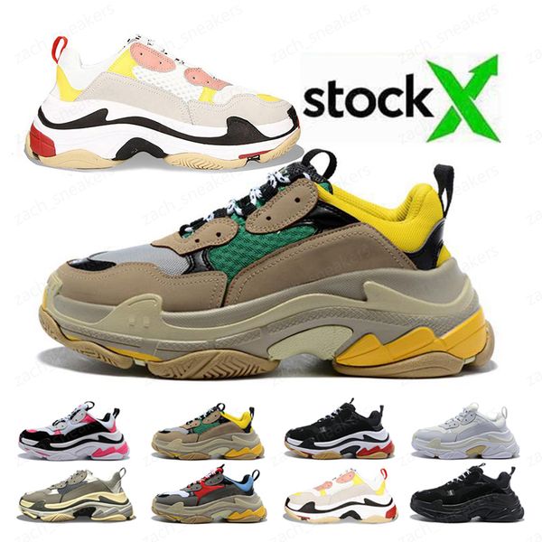 

new paris luxury triple-s white cream yellow mens designer shoes gym red blue black red womens fashion casual sneaker 36-45