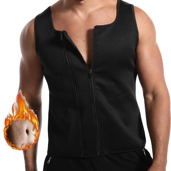 

slimming body shaper for men corset vest waist trainer body shaper for men double zipper u neckline neoprene belt belly, Black;brown