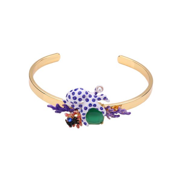 

juicy grape ocs imitation pearl prong fashion open adjustable hand painted enamel glaze bangle cuff bracelet jewelry, White