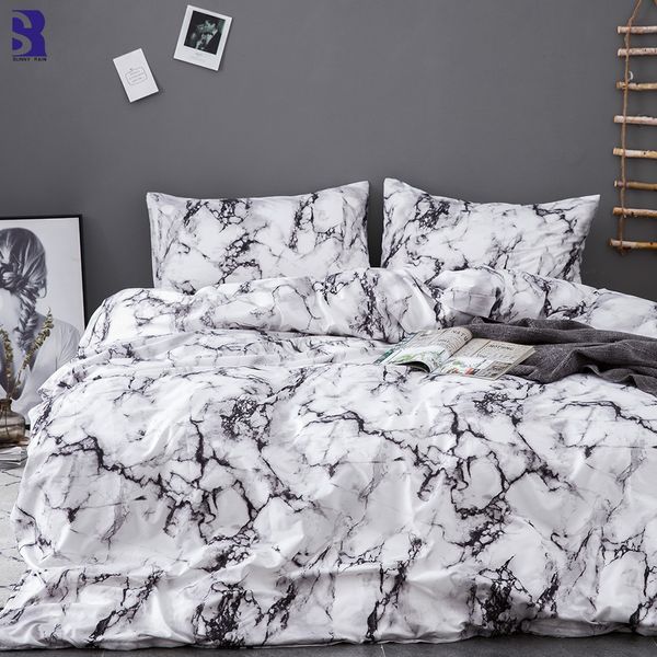 Sunnyrain Marbling Printed Duvet Cover Set King Size Bedding Set