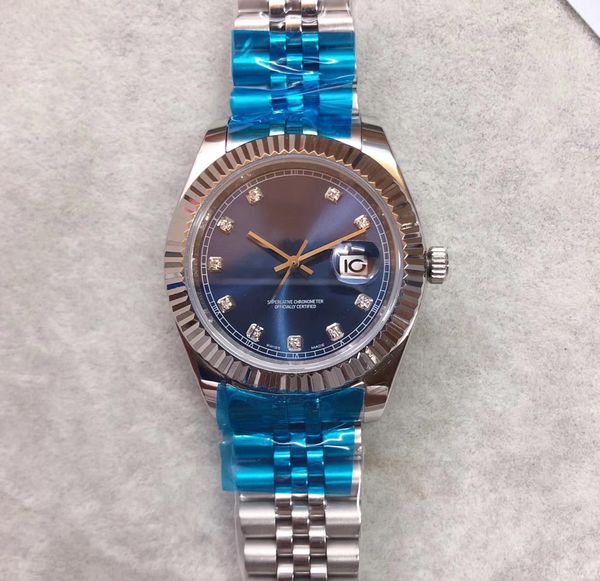 

2020 luxury automatic mechanical movement men's watch datejust blue 40mm sapphire diamond dial 316l jubilee strap classic wristwatch, Slivery;brown