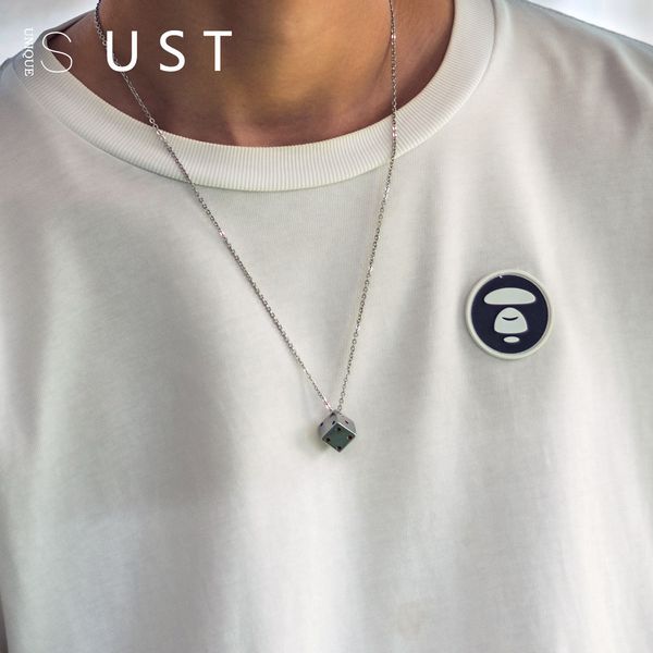 

европейские и американские популярные марка охладить минимализм pure color лаки dice all-матч мужчины и женщины пары ожерелье ювелирные изде, Black