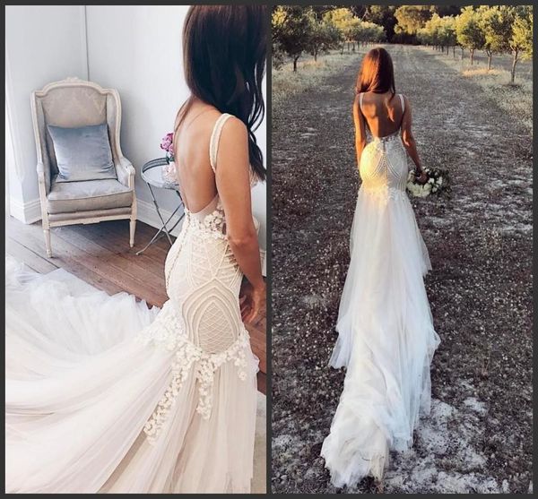 

платье свадебное страна урожай 2020 новый русалка свадебное платье v шеи backless свадебные платья поезд стреловидности плюс размер lace 725, White