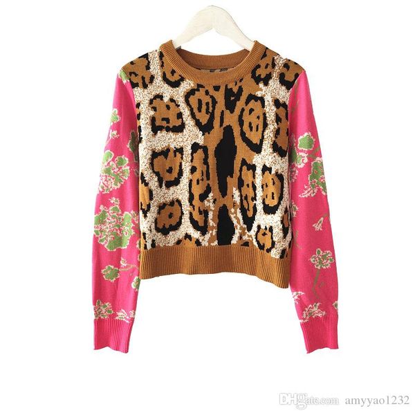 

715 2019 осень бренд же стиль кинц пуловер леопард круглый вырез высокое качество свитер женская одежда роскошь цянь, White;black
