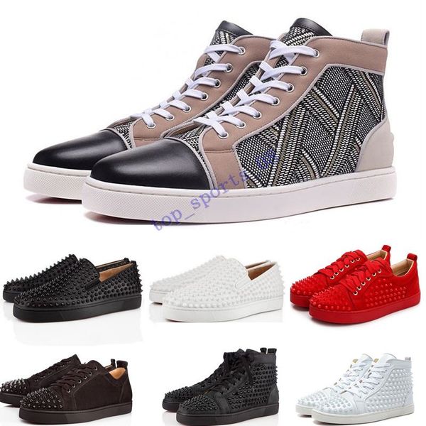 

shoes spike junior calf low cut mix 20 red bottom sneaker party wedding shoes genuine leather spikes lace-up casual shoes, Black