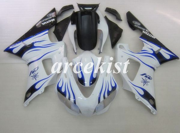 

new abs motorcycle full fairings kits fit for yamaha yzf-r1 1998 1999 98 99 bodywork set white blue