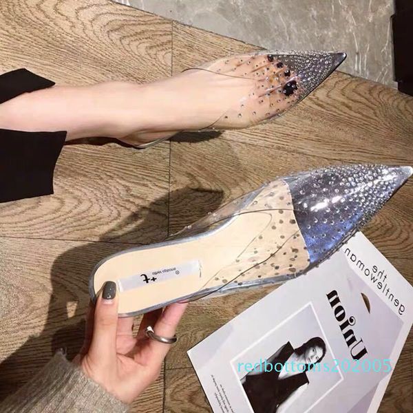 

new summer transparent rhinestone muller shoes contracted fish mouth shallow mouth show white low heel cool slippers woman r05, Black