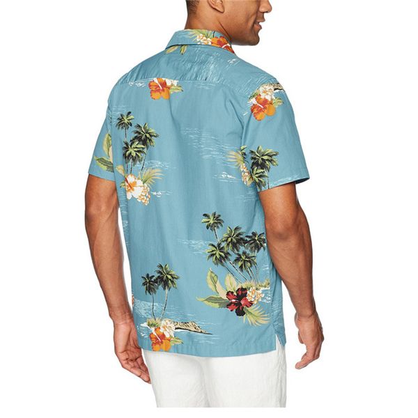 

летняя мужская рубашка мода цветочный принт с коротким рукавом отворотом шеи рубашка пляжный отдых стиль повседневные мужские рубашки, White;black