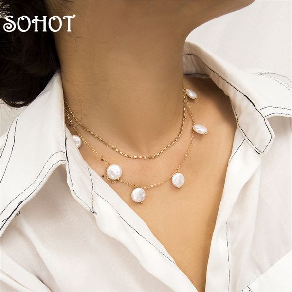 

sohandmade normcore baroque pearl tassel women chokers necklaces fashion luxury statement for female engagement jewelry, Golden;silver