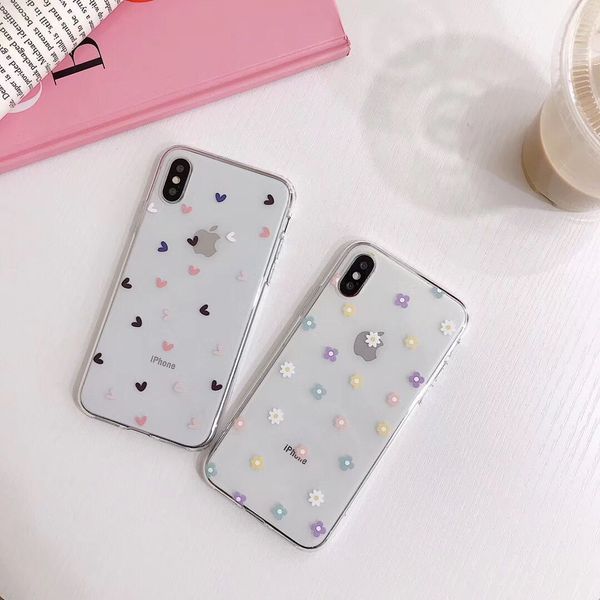 

for iphone xs max x xr cell phone cases flower love for iphone 7 8 6 plus transparent all inclusive soft phone case