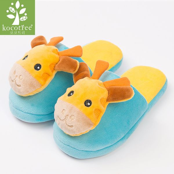 

children home slippers shoes winter kids girls/boys cute giraffe cartoon cotton slippers baby indoor warm velvet shoes, Black;grey