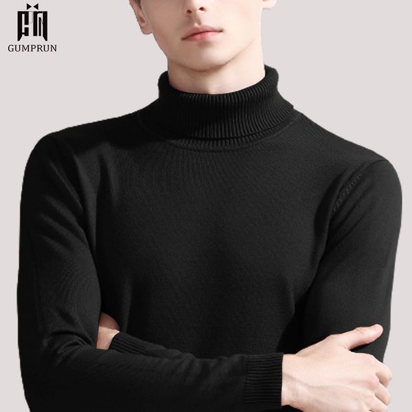 

2019 brand slim men's knit lapel long sleeve turtleneck turtleneck solid color regular sweater for men winter high neck sweater, White;black