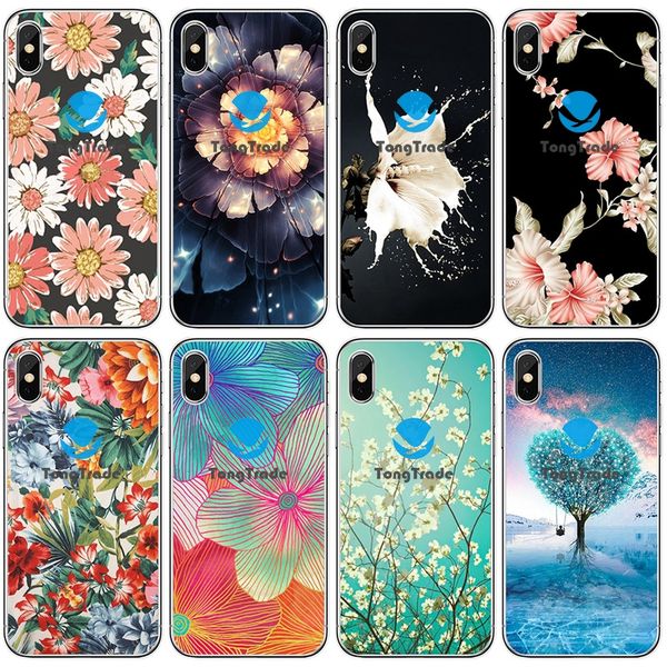 

tongtrade] soft silicone tpu case for iphone 8 7 6 5 4 x xs 11 pro max plus huawei y9s y6s mate 30 20 p30 p20 pro artsy fresh flower case