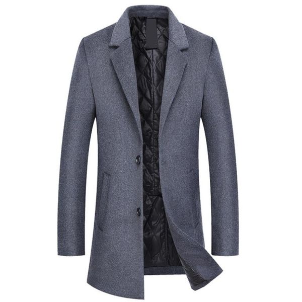 

9898 men's wool coat business casual long warm windproof jacket solid color overcoat m-3xl, Black