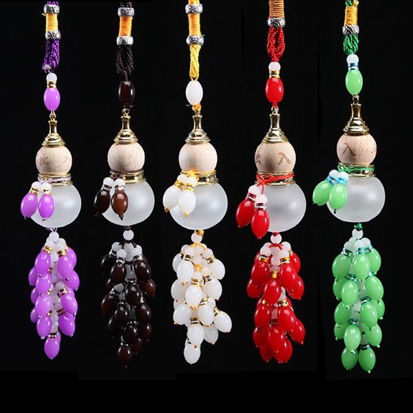 

car pendant perfume bottle colored jade crystal beads gourd safe glass car interiors accessories auto decoration air freshener