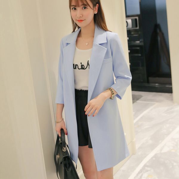 

spring-summer new womens elegant slim-fit lace-up mid-length three-quarter-korean-style fashion trench coats for women, White;black