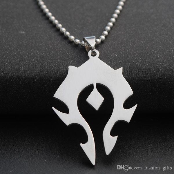 

10pcs stainless steel world tribal logo charm pendant necklace symbol men and women game player popular jewelry, Silver