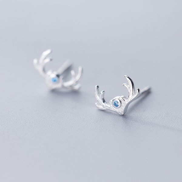 

mloveacc genuine 925 sterling silver elk earrings small deer animal stud earrings for women sterling silver jewelry, Golden;silver