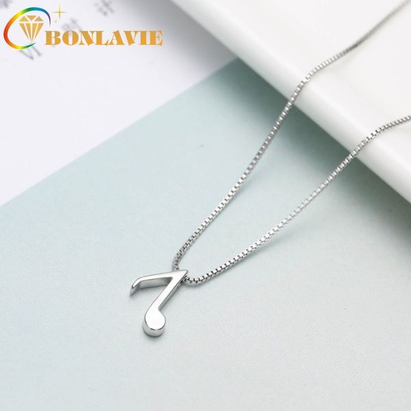 

bonlavie 925 sterling necklace women's simple fashion music notes necklace cute pendant birthday gift, Silver