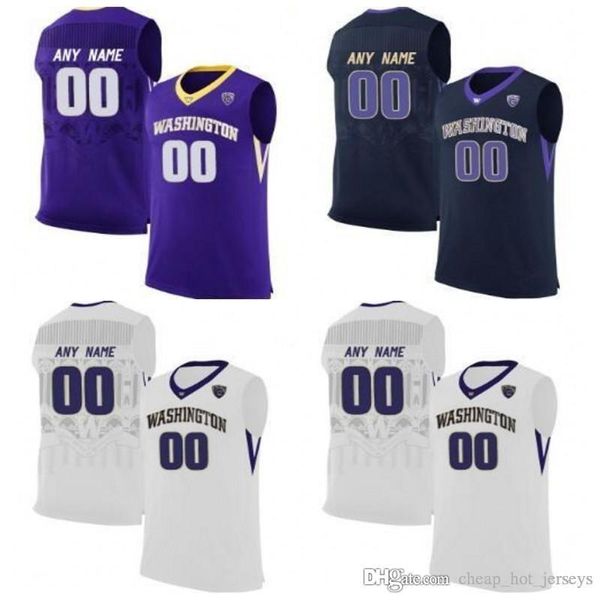 Personalizado 2020 Huskies College Basketball roxo preto branco costurado algum nome faz Número Markelle 20Fultz David 1Crisp Jerseys S-3XL