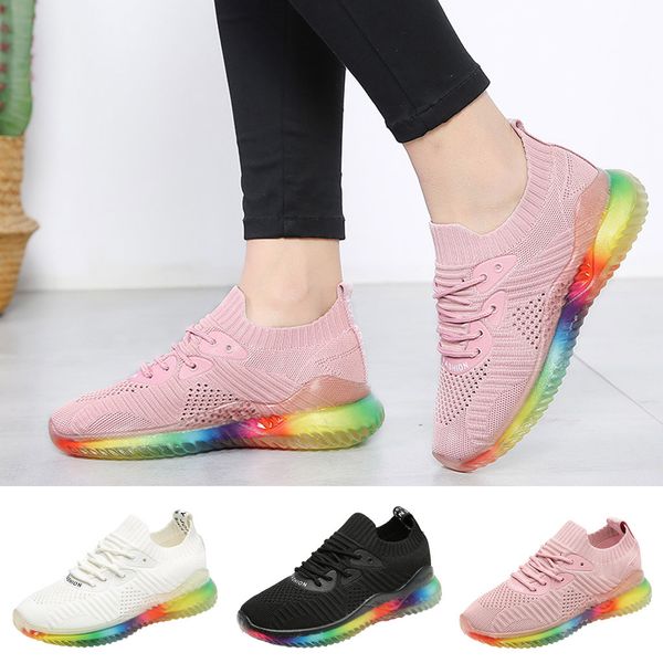 

flat platform women's trend rainbow jelly soles sneakers outdoor woven breathable casual shoes dropshipping zapatos de mujer, Black