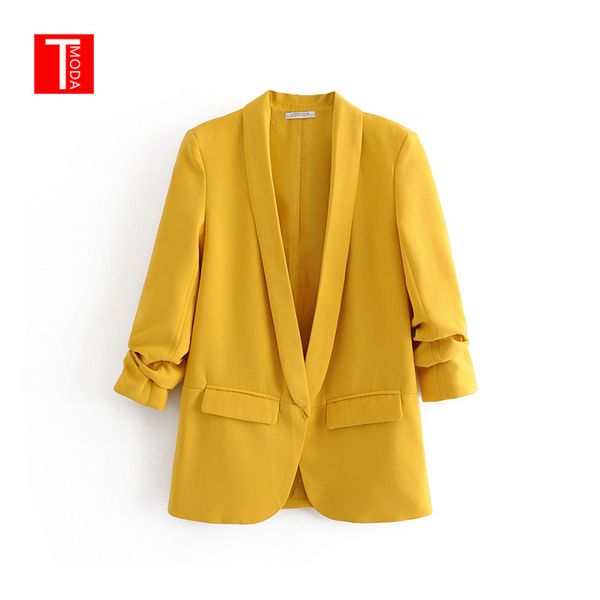 

yellow shawl collar elegant office ladies workwear blazer long sleeve regular fit minimalist 2019 women autumn blazer 3 colors, White;black