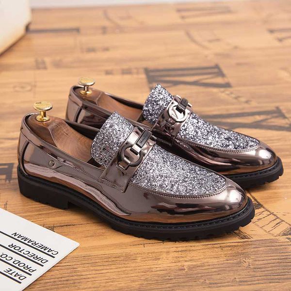 

2020 autumn youth fashion men shoes rubber sole loafers men shoes black silver mens casual large size casual