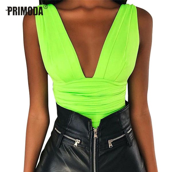 

neon skinny new summer fluorescent green bodysuits club bodycon rompers backless v-neck body women party bust, Black;white